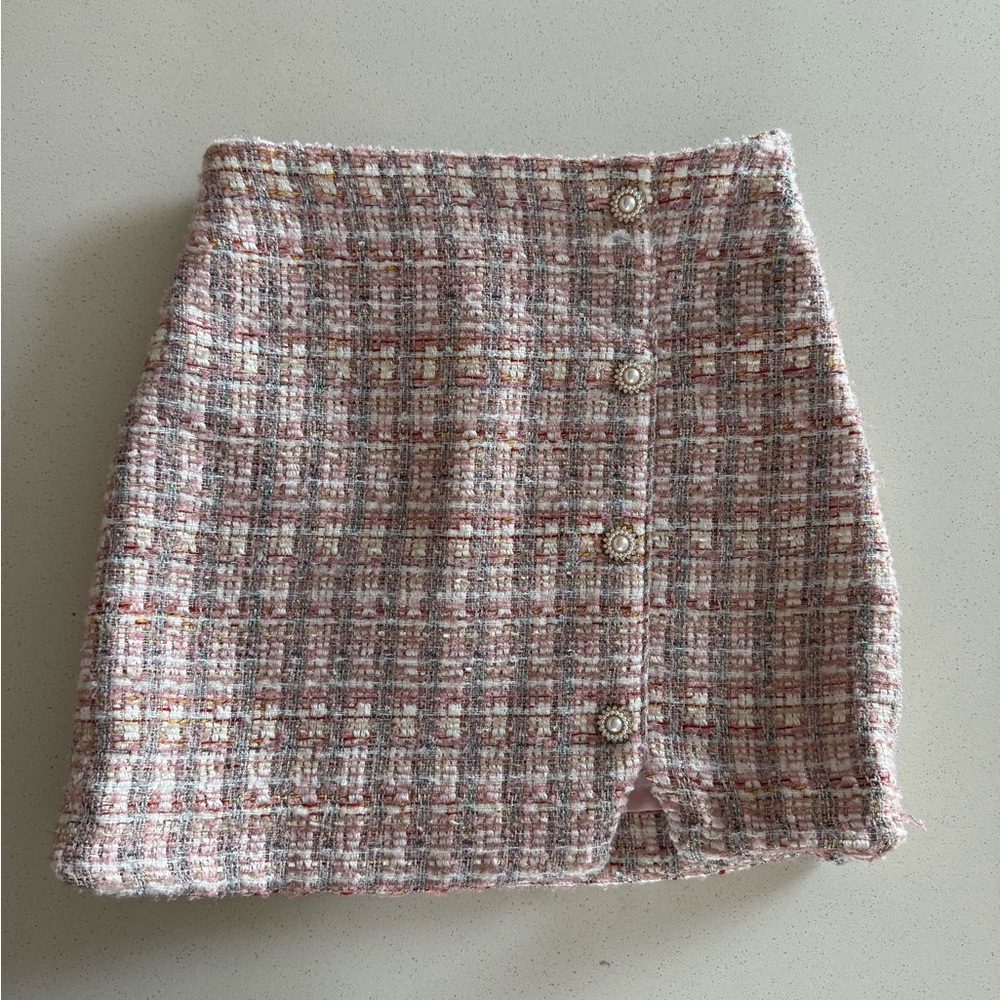 House of Harlow 1960 Pink Tweed Crop Top Skirt set